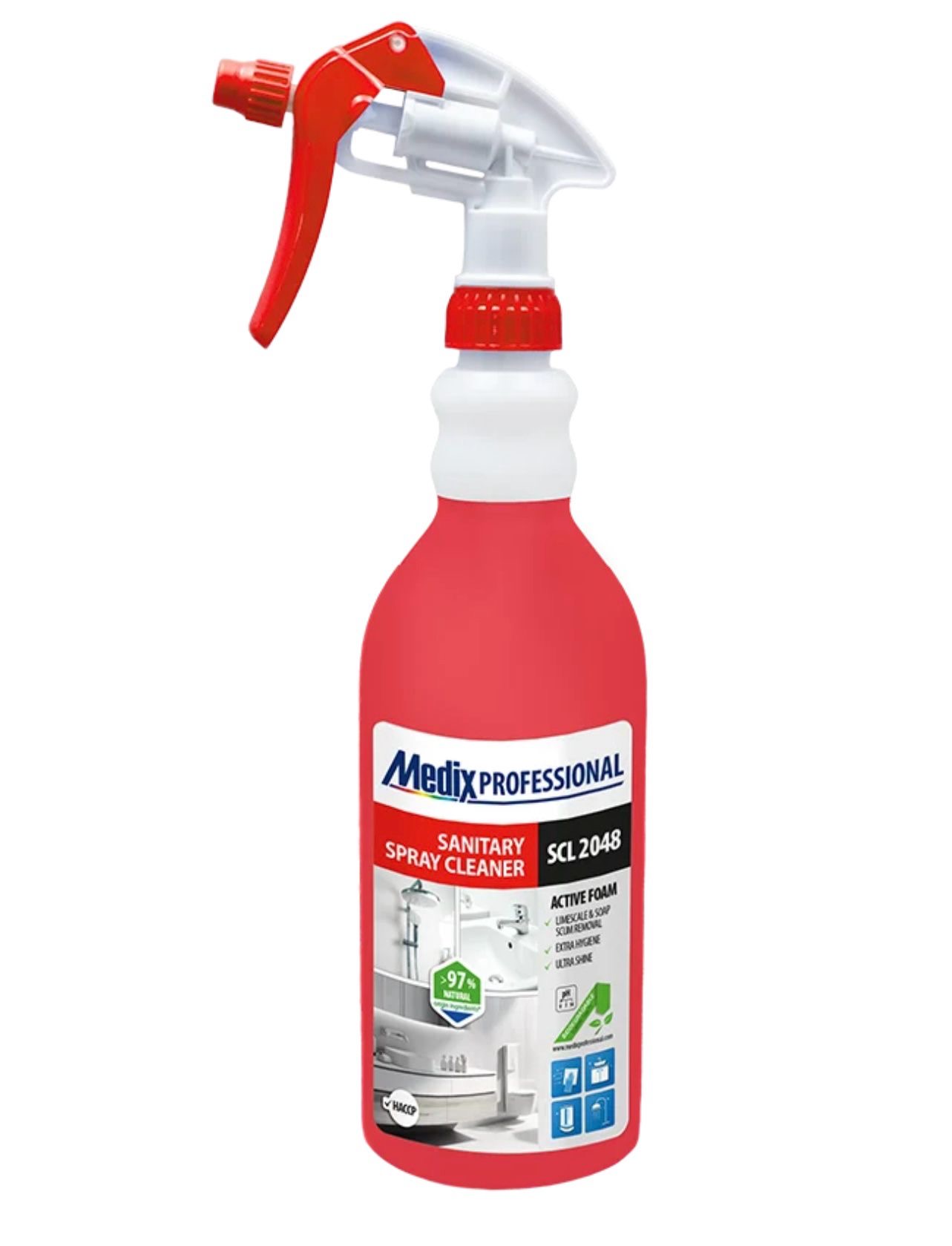 Solutie pentru curatarea bailor fara miros de clor, spray, anti calcar/rugina/pete, 800 ML, Medix Professional
